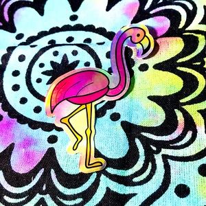 Flamingo Metallic Prismatic Reflective Single Decor Sticker